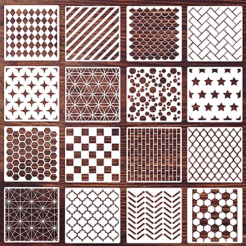 Geometric Stencils for Painting 6" Checkered Honeycomb Stencil | Texture Stencils for Crafts Reusable Background Stencil for Painting on Wood Wall Scrapbooking Furniture Fabrics - style: Geometric