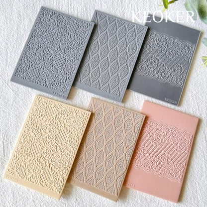 KEOKER Lace Texture Mat for Polymer Clay, Polymer Clay Texture Sheets - color: A