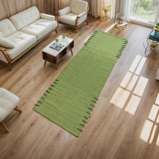Payal Rugs Cotton Yoga Mat - Eco-Friendly Hand-Woven Rug - Non Slip & Thick (24”x72”x5mm) for Yoga Everyday Fitness at Home - Comfortable Extra-Long - color: Green