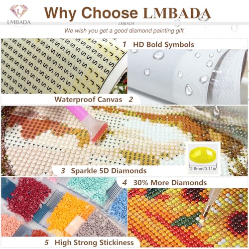 LMBADA Floral Cross Diamond Art Kit for Adults, Diamond Painting 12x12 Inch | 5D Church Diamond Painting Kit, DIY Crystal Gem Art, Round Full Drill, Relaxing Craft Home Wall Decor Gift, Beginner