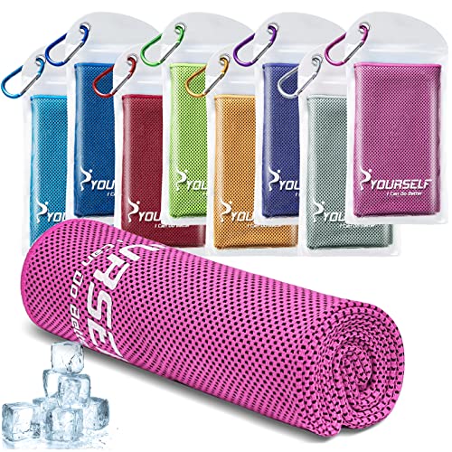 SYOURSELF Cooling Towel, Cooling Towels for Neck,40" x 12"Ice Towel for Instant Cooling Relief, Soft Breathable Chilly Towel, Perfect Yoga, Golf, Sports, Gym, Workout, Athletes Towel (1PC-Hot Pink) - color: Hot Pink