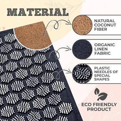 Couples Set – 2 Acupressure Mats & Pillows for Back & Neck Relief (Cream + Black)