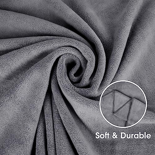 JML Microfiber Bath Towel 2 Pack(30" x 60"), Oversized Thick Towels, Soft, Super Absorbent and Fast Drying, No Fading Multipurpose Use for Sports, Travel, Fitness, Yoga, 30 in 60 in, Grey Count | Microfiber, Hanging Loop, Oversized, Soft & Absorbent, Fast