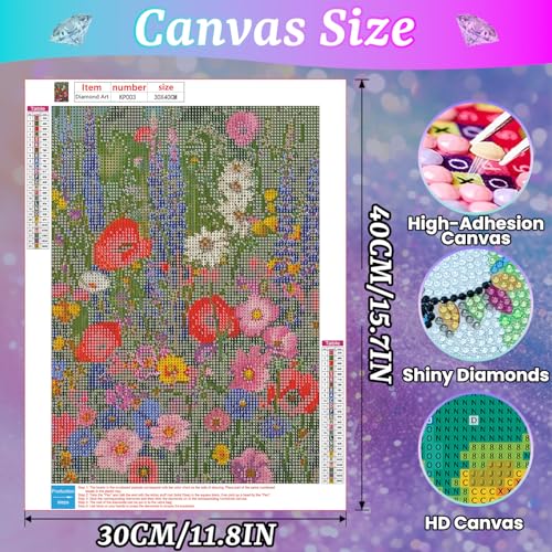 Artykapby Diamond Art Kits for Adults Flower 12x16inch | Diamond Painting Kits for Adults,5D DIY Full Drill Diamond Art Kits for Gift Home Wall Decor - color: KP003