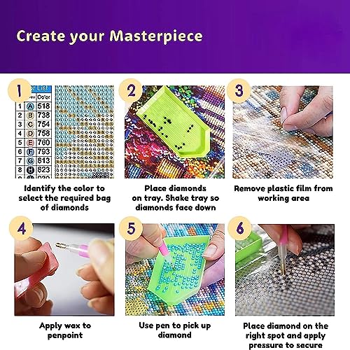 DOTZSO 6 Pack Diamond Painting Adult 5D Diamond Painting Kit DIY Full Diamond Art kit with Crystal Art and Craft for Beginners 12x16 Inches (Moon Lake) - color: AB Moon Lake