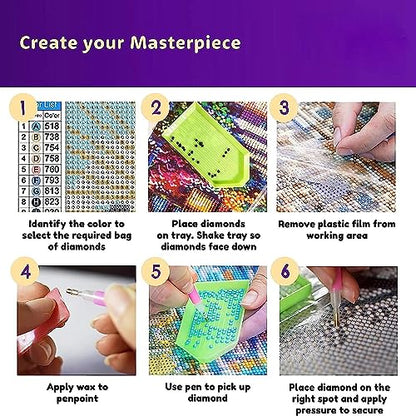 DOTZSO 6 Pack Diamond Painting Adult 5D Diamond Painting Kit DIY Full Diamond Art kit with Crystal Art and Craft for Beginners 12x16 Inches (Moon Lake) - color: AB Moon Lake