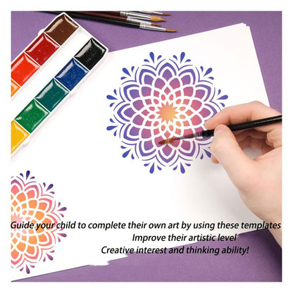 9 Pack 12x12 Inch Mandala Stencil Templates - Reusable Circular Art Stencils for Wall Painting, Canvas, Spray Art & DIY Craft Projects