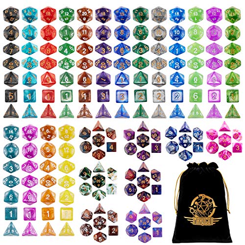 Polyhedral Dice Set- 25 X 7 (175 Pieces) DND Dice with Storage Pouch - color: 25sets-2