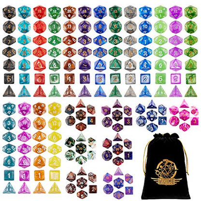 Polyhedral Dice Set- 25 X 7 (175 Pieces) DND Dice with Storage Pouch - color: 25sets-2