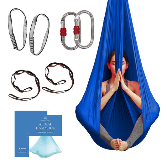 Aerial Yoga Hammock Swing, 4.5 Yards, Aerial Silks with Hardware - color: Navy, size: 4.5 yards