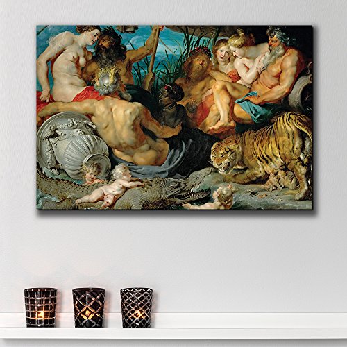 wall26 - Oil Painting of The Four Continents by Peter Paul Rubens - Baroque Style - Catholic, Christianity, Religion, Religious - Canvas Art Home Art - 12x18 inches - color: 17. the Four Continents, size: 18"L x 12"W