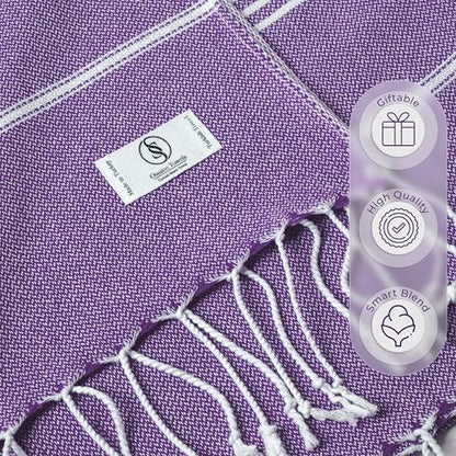 Ossano Turkish Beach Towel Soft & Fast Dry Oversized (39" x 71") - Quick Dry, Versatile and Functional as Yoga Mat, Picnic, Camping Blanket, Travel Blanket, Bath Towel - Lilac - color: Lilac