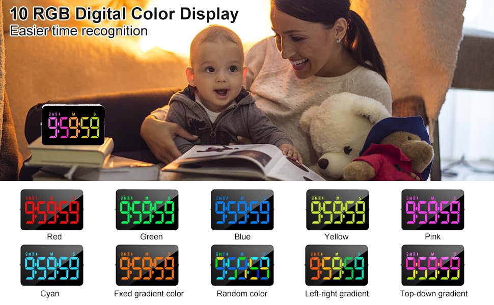 Samshow Rechargeable Digital Kitchen Timer, 2 Packs, Color Change - color: Rgb