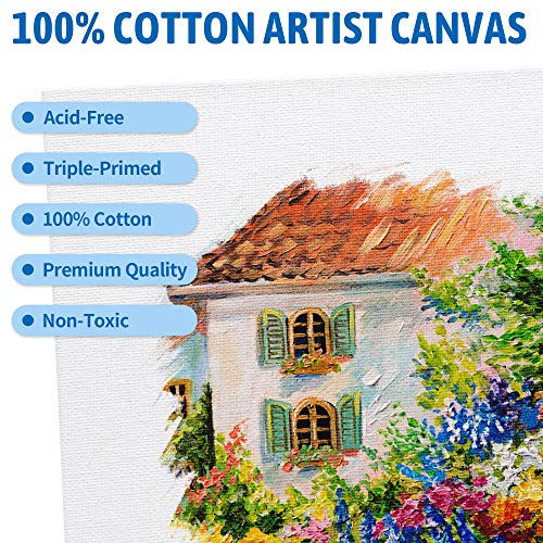 Canvas Boards for Painting 9x12 Inch, Super Value 12 Pack White Blank Canvas Panels, 100% Cotton Primed, Painting Art Supplies for Professionals, Hobby Painters, Students & Kids - size: 9"×12"