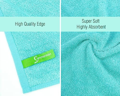 Washcloths 12 Pack 33 x 33 cm - Soft Face Cloths for Your Facial Towel, Wash Cloths for Your Body (White + Teal) - color: White+teal
