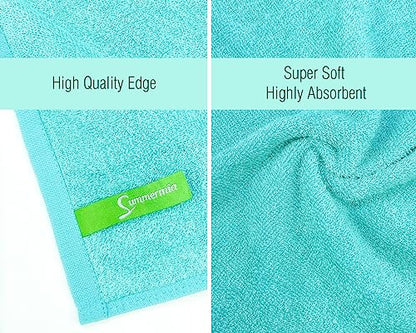 Washcloths 12 Pack 33 x 33 cm - Soft Face Cloths for Your Facial Towel, Wash Cloths for Your Body (White + Teal) - color: White+teal