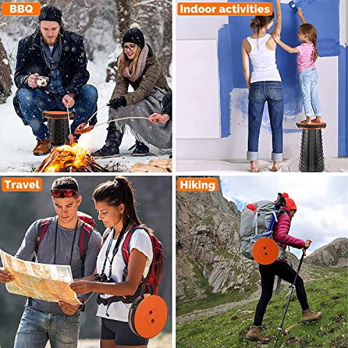 Fishboy Collapsible Stool for Adults, Portable Folding Camping Seat, 400lbs - color: Orange