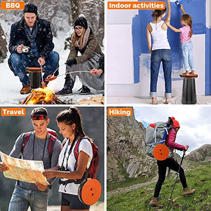 Fishboy Collapsible Stool for Adults, Portable Folding Camping Seat, 400lbs - color: Orange