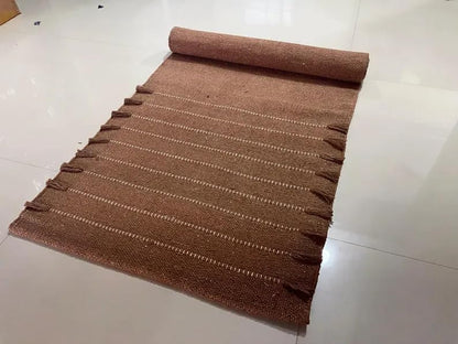 Payal Rugs Cotton Yoga Mat - Eco-Friendly Hand-Woven Rug - Non Slip & Thick (24”x72”x5mm) for Yoga Everyday Fitness at Home - Comfortable Extra-Long - color: Brown
