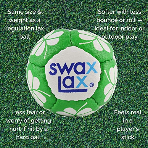 SWAX LAX Lacrosse Training Ball - Indoor Outdoor Practice Less Bounce & Rebounds - color: Shamrock