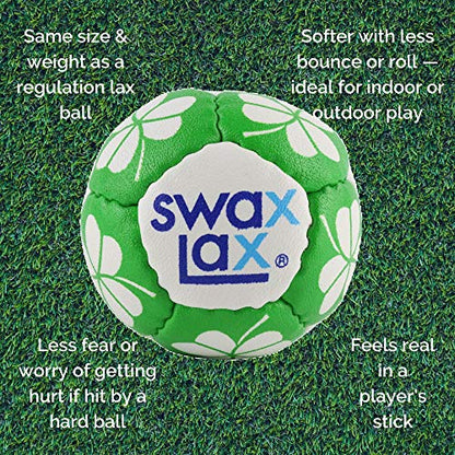SWAX LAX Lacrosse Training Ball - Indoor Outdoor Practice Less Bounce & Rebounds - color: Shamrock