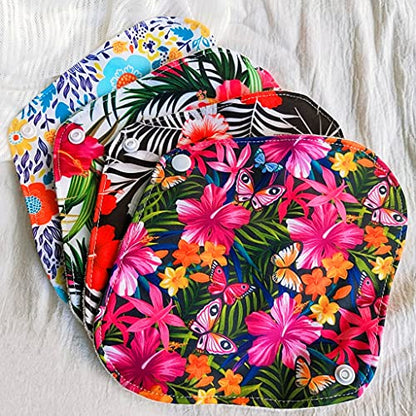 7pcs Set Reusable Women Menstrual Pads Including 1pc Mini Wet Bag +6pcs Reusable Washable Stay Dry Cloth Menstrual Pads/Maternity Mama Sanitary Wipes/Mama Panty Liners - color: Red Microfleece
