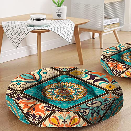 Velvet Meditation Cushion, Boho Floor Pillow, 22'' X 22'' - color: 03.mandala Meditation Cushion-2, size: 22x22 inch round