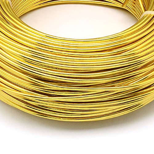 Fashewelry 918 Feet 0.5-0.6mm Aluminum Wire Gold Bendable Metal Craft Wire for Beading Jewelry Craft Making - color: Round-22 Guage-Gold