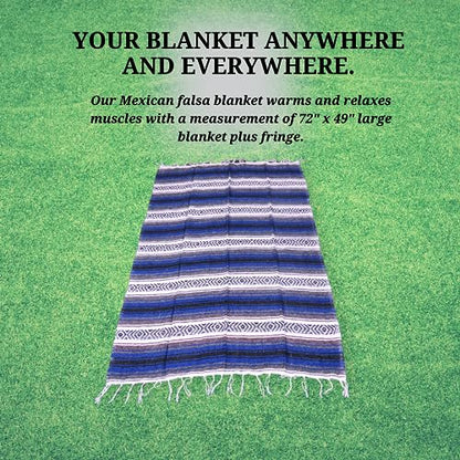 Leos Imports (TM 핸드메이드 클래식 멕시코 담요 XL 188cm x 132cm (블루) - color: 블루.