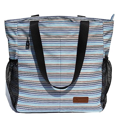 ESVAN Original Floral Tote Bag Large Shoulder Bag with Multi Pockets for Gym Travel Beach Daily Bags - color: A6