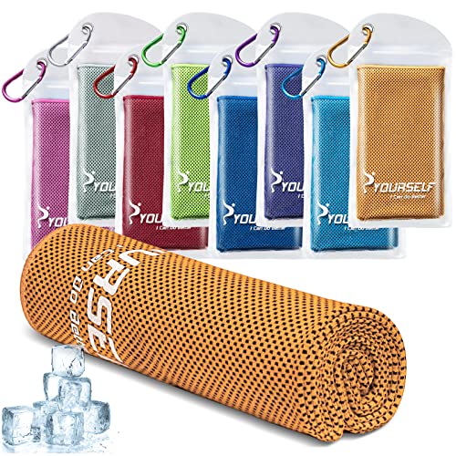 SYOURSELF Cooling Towel, Cooling Towels for Neck,40" x 12"Ice Towel for Instant Cooling Relief, Soft Breathable Chilly Towel, Perfect Yoga, Golf, Sports, Gym, Workout, Athletes Towel (1PC-Orange) - color: Orange