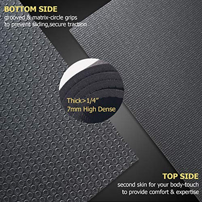 GXMMAT Large Exercise Mat 6'x4'/6'x5'/6'x6'(7mm) - color: Black Real, size: 6*6 FT