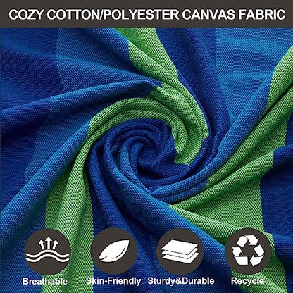 Brazilian Double Hammock with Tree Straps, Extra Large, 450 lbs Capacity - color: Blue Green Stripe, size: X-Large