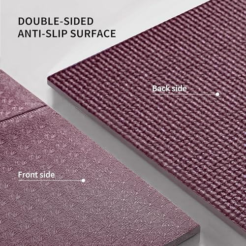 PROIRON Foldable Yoga Mat 0.24"/0.16" for Home Workout & Travel, Non Slip Travel Yoga Mats with Carry Bag, Packable Yoga Mat for Home Gym, Pilates, Fitness,Stretching - color: (0.16" PVC) Claret