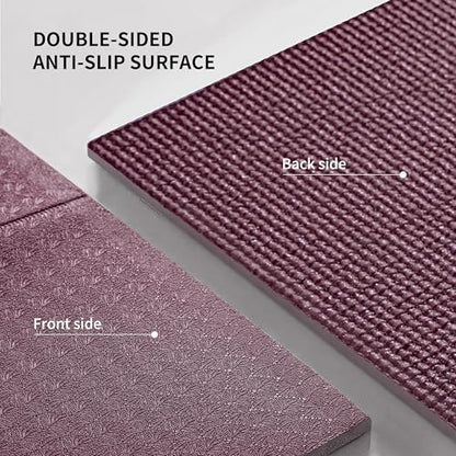 PROIRON Foldable Yoga Mat 0.24"/0.16" for Home Workout & Travel, Non Slip Travel Yoga Mats with Carry Bag, Packable Yoga Mat for Home Gym, Pilates, Fitness,Stretching - color: (0.16" PVC) Claret