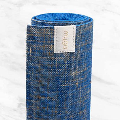 Myga Jute Yoga Mat, High Performance Vegan Floor Exercise Mat, Eco Friendly Biodegradable Yoga Mat with PVC Backing,72" x 24", 0.2" Thickness - color: Blue