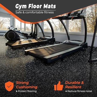 SUPERJARE 0.4'' Thick 24 Pcs 96 Sq Ft Rubber Top Exercise Equipment Mats, High Density EVA Foam Mats with Rubber Top, Interlocking Gym Flooring for Home Gym, Protective Workout Mat, Black/Grey - size: 24 Tiles (96 Sq Ft)