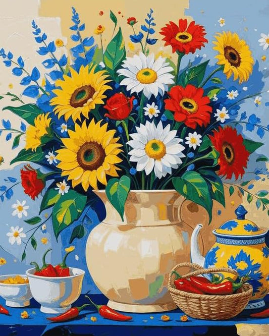 Paint by Numbers Kit for Adults, Sunflower Wildflower Bouquet, 16 x 20 Inch | DIY Adult Paint by Number Kit on Canvas for Beginners, without Frame, Colorful Floral Wall Decor, Stress Relief Craft Gift - color: TRTDNF1P9308