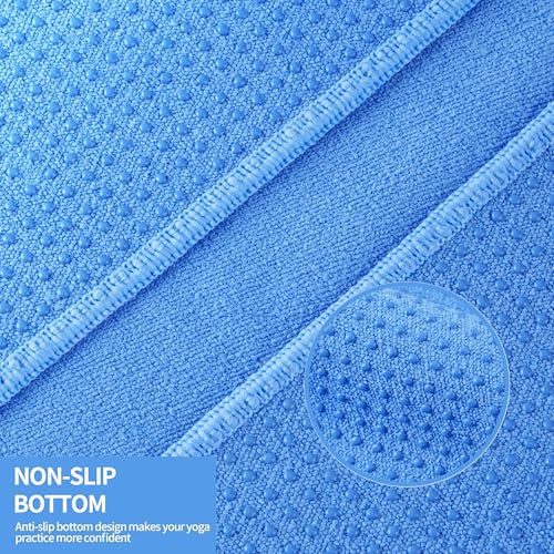 MICROFI Microfiber Hot Yoga Towel Mat, 24 x 72 inches, with Non-Slip Silicone Grip, Secure Fit Elastic Straps (Blue) - color: Blue