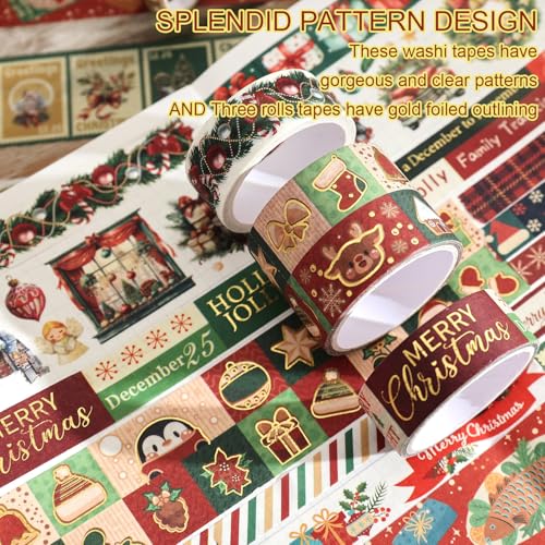 25 Rolls Christmas Gift Washi Tape Set, Festivals New Year Decorative Tapes for Scrapbooking, Junk Journal supplies, DIY Crafts Gift, Party Decorations, Bullet Journaling, 5-50mm Wide 9.84ft long/Roll - style: Christmas