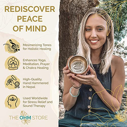 Tibetan Singing Bowl Set with Healing Mantra Engravings — Yoni Meditation Sound Bowl Handcrafted in Nepal — Yoga, Chakra Healing, Stress Relief, Mindfulness - size: 4 Inch Yoni Bowl
