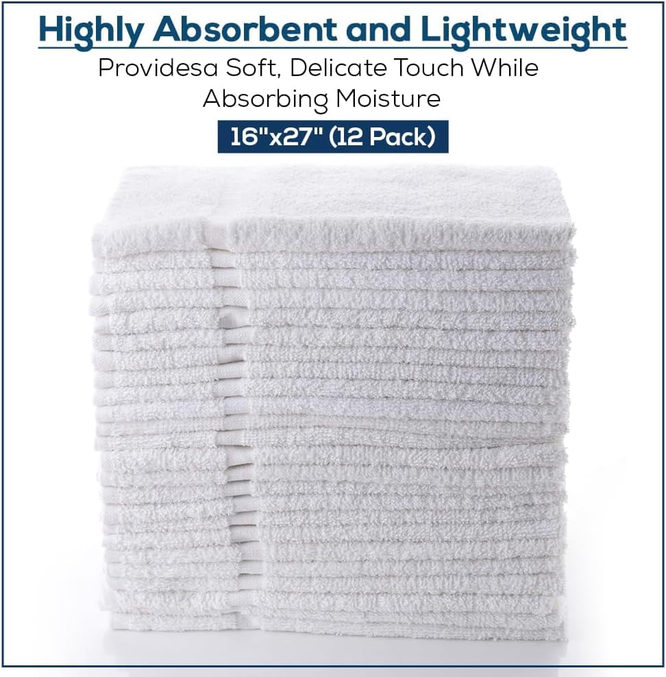 SIMPLI-MAGIC Cotton Hand Towels 16"x27" – Soft Towels for Bathroom, Kitchen, Salon & Gym (White), 12 Count (Pack of 12) - color: White, size: 16 in x 27 in (Pack of 12)