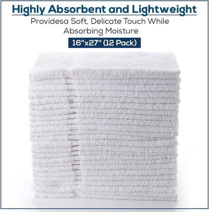 SIMPLI-MAGIC Cotton Hand Towels 16"x27" – Soft Towels for Bathroom, Kitchen, Salon & Gym (White), 12 Count (Pack of 12) - color: White, size: 16 in x 27 in (Pack of 12)