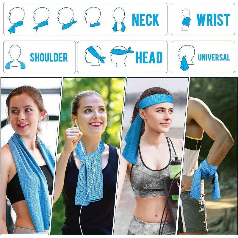 1pc Cooling Towels, Breathable Gym Towels for Neck and Face, Men & Women Workout Towel, Sweat Towel for Gym Yoga, Camping, Fitness, Running, Travel, Black