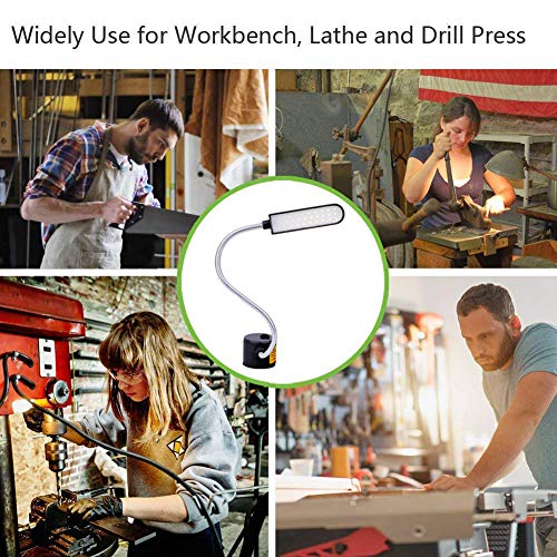 Sewing Machine Light LED Lighting (30LEDs) 6 Watt for Workbench Lathe Drill Press Daylight White Flexible Gooseneck Arm Work Lamp with Magnetic Mounting Base Black