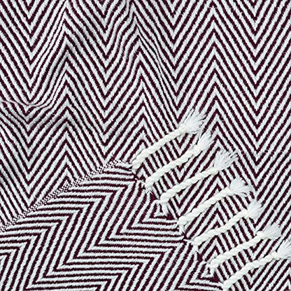 Chanasya Premium Chevron Super Soft Acrylic Throw Blanket with Tassels Cozy Lightweight Fluffy Woven Blanket for Bed Sofa Chair Couch Living Bed Room Deep Red and White Blanket (50x65 Inches) Wine - color: Wine