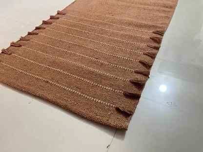 Payal Rugs Cotton Yoga Mat - Eco-Friendly Hand-Woven Rug - Non Slip & Thick (24”x72”x5mm) for Yoga Everyday Fitness at Home - Comfortable Extra-Long - color: Brown