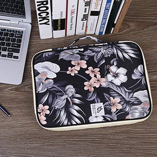 JAKAGO A4 Travel Portfolio Multifunctional Document Organizer Zippered Case for Office Supplies (Mulberry White) - color: Mulberry White