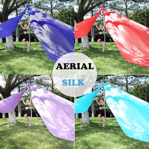 11 Yards Aerial Silks for home aerial yoga hammock Aerial Silks Kit | Aerial silks for gymnastics aerial yoga swing starter set - color: RED