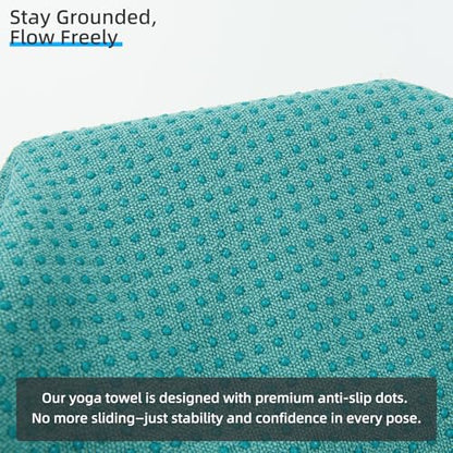 YESLIFE Non-Slip Yoga Towel, 72"x24", Cyan | Microfiber yoga mat towel, grip dots, sweat absorbent, hot yoga Pilates workout, includes sweat towel, Cyan - color: Cyan